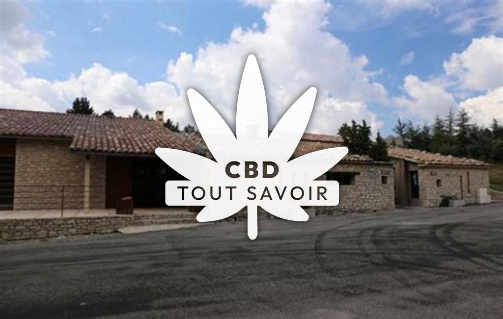 Village à Redortiers avec feuille Cannabis CBD