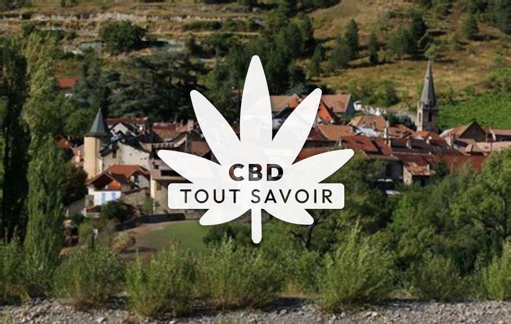 Village à Remollon avec feuille Cannabis CBD