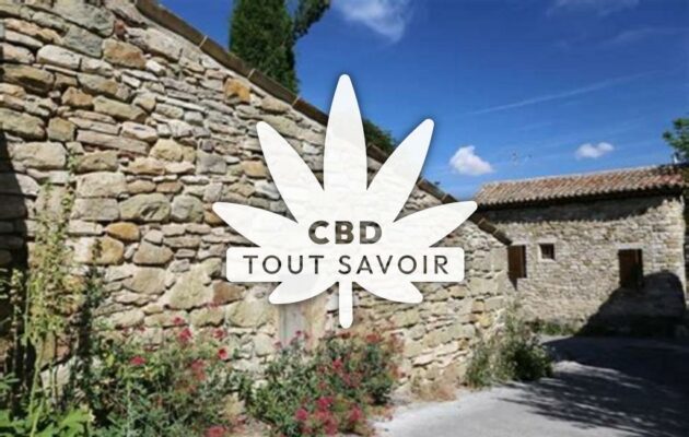 Village à Revest-des-Brousses avec feuille Cannabis CBD