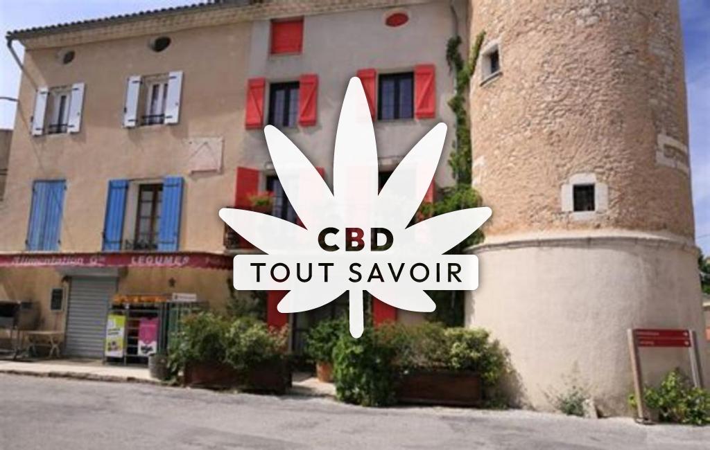 Village à Revest-du-Bion avec feuille Cannabis CBD