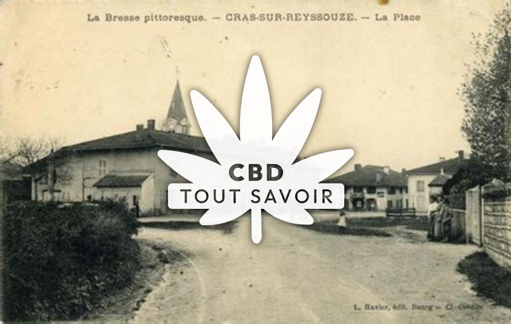 Village à Reyssouze avec feuille Cannabis CBD