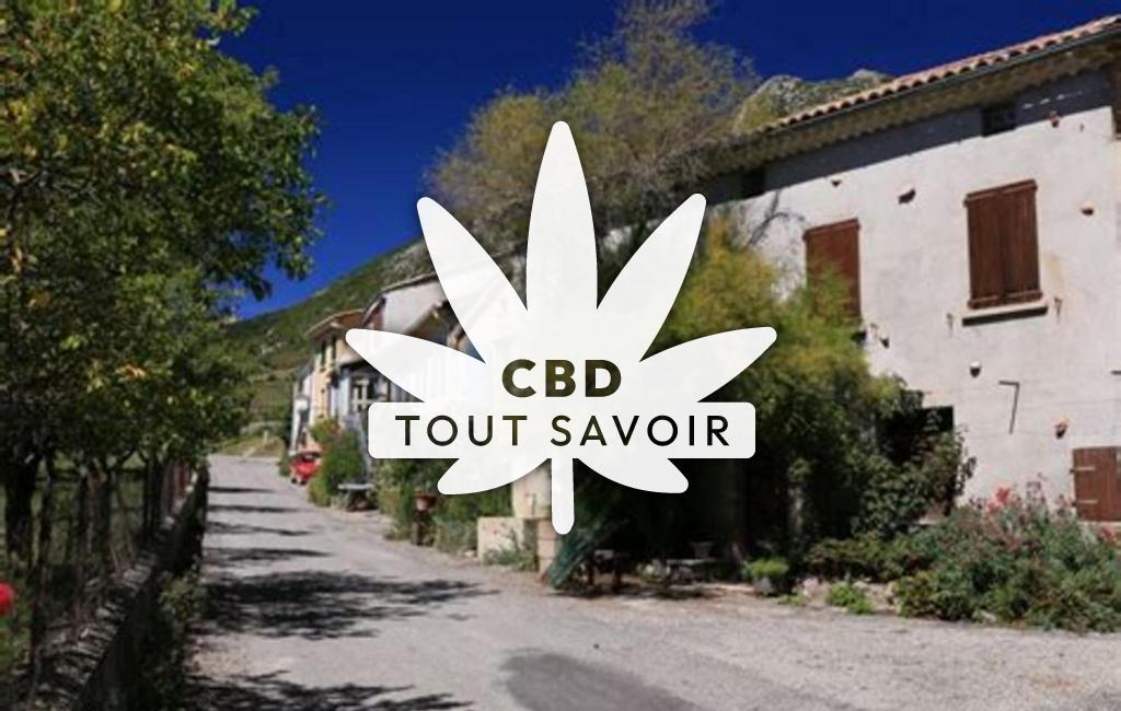 Village à Ribeyret avec feuille Cannabis CBD