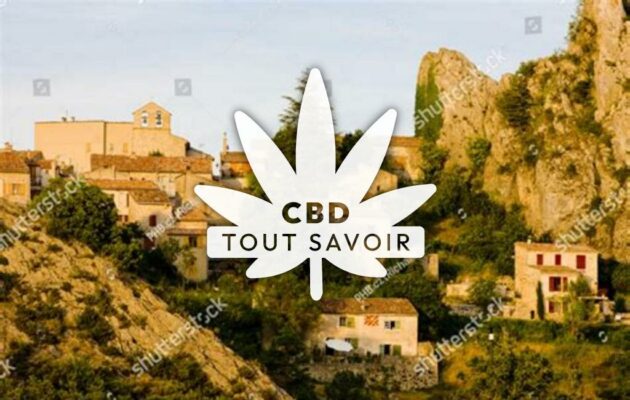 Village à Rougon avec feuille Cannabis CBD