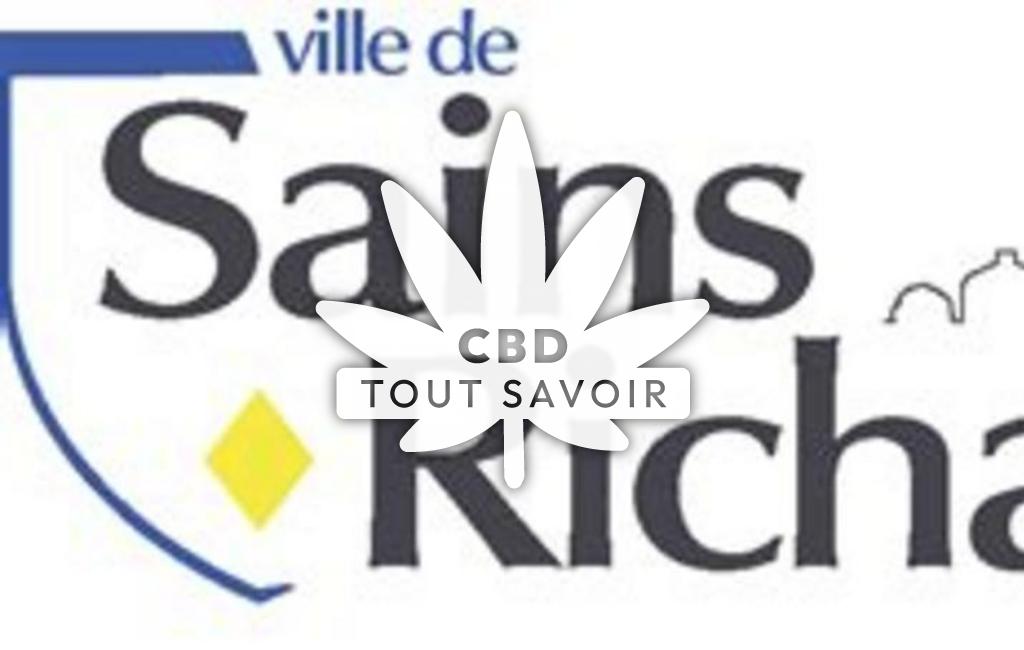 Village à Sains-Richaumont avec feuille Cannabis CBD