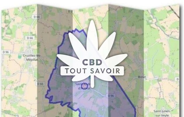 Village à Saint-Andre-D'Huiriat avec feuille Cannabis CBD