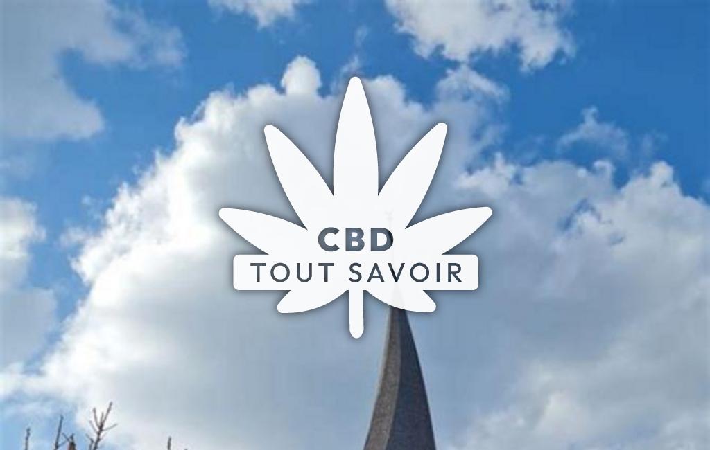 Village à Saint-Bonnet-de-Four avec feuille Cannabis CBD