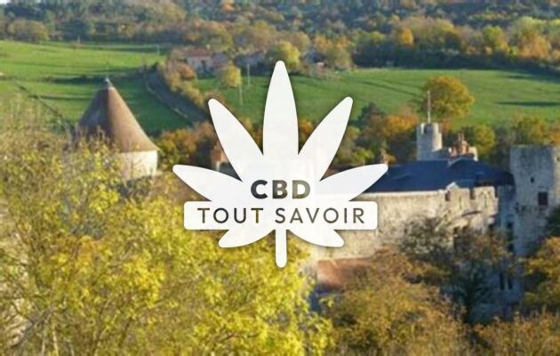 Village à Saint-Bonnet-de-Rochefort avec feuille Cannabis CBD