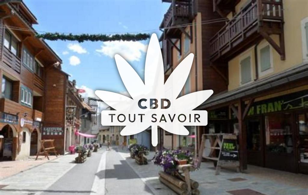 Village à Saint-Chaffrey avec feuille Cannabis CBD