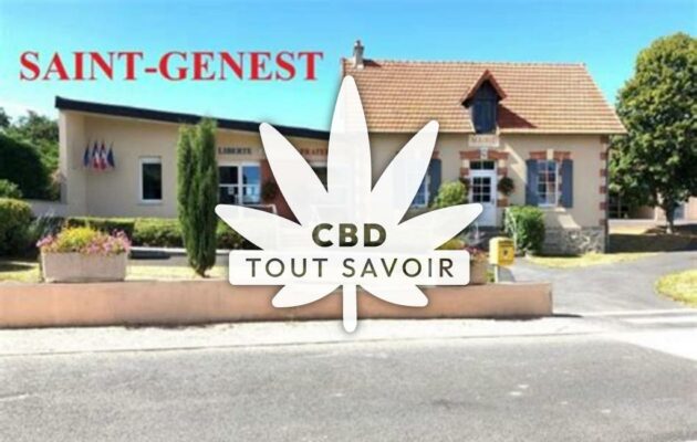 Village à Saint-Genest avec feuille Cannabis CBD