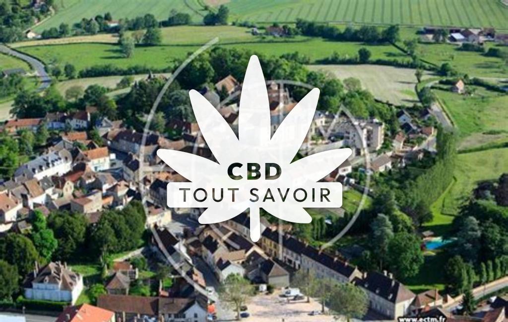 Village à Saint-Gerand-le-Puy avec feuille Cannabis CBD