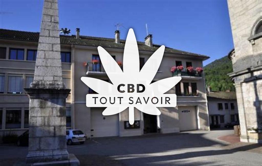 Village à Saint-Germain-de-Joux avec feuille Cannabis CBD