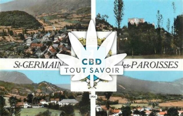 Village à Saint-Germain-les-Paroisses avec feuille Cannabis CBD