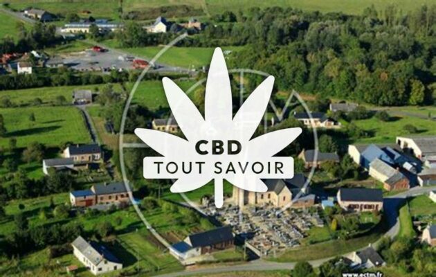 Village à Saint-Gobert avec feuille Cannabis CBD