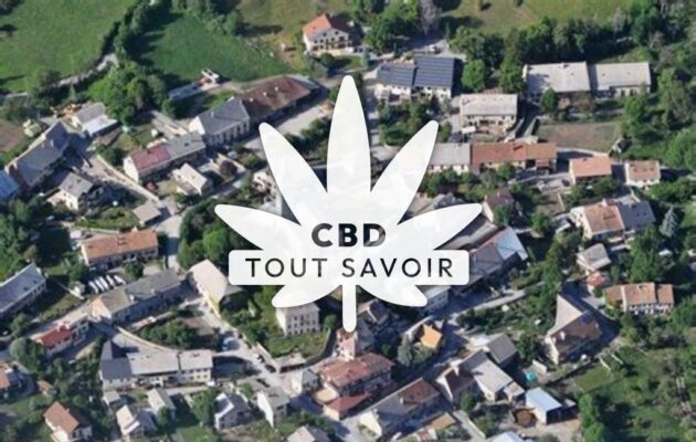 Village à Saint-Julien-en-Champsaur avec feuille Cannabis CBD