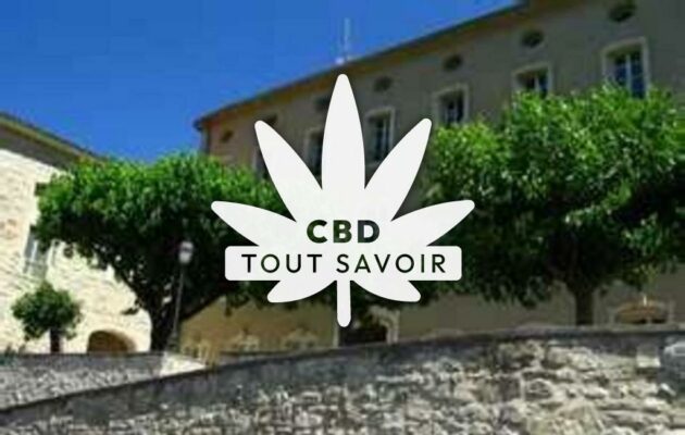 Village à Saint-Martin-les-Eaux avec feuille Cannabis CBD