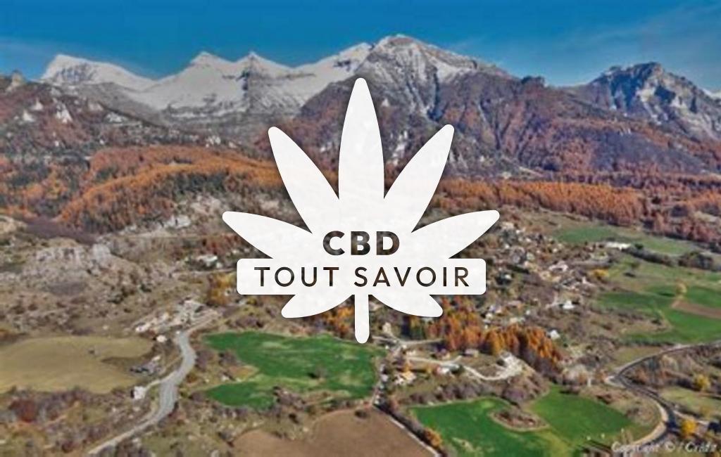 Village à Saint-Michel-de-Chaillol avec feuille Cannabis CBD