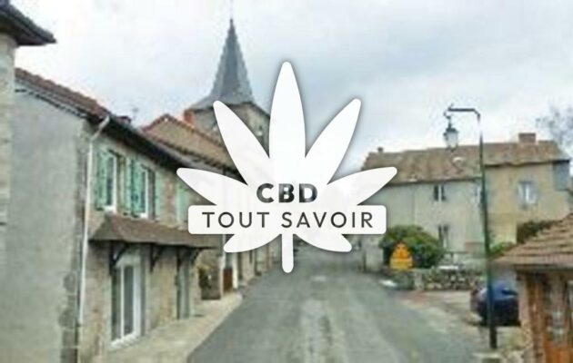 Village à Saint-Nicolas-des-Biefs avec feuille Cannabis CBD