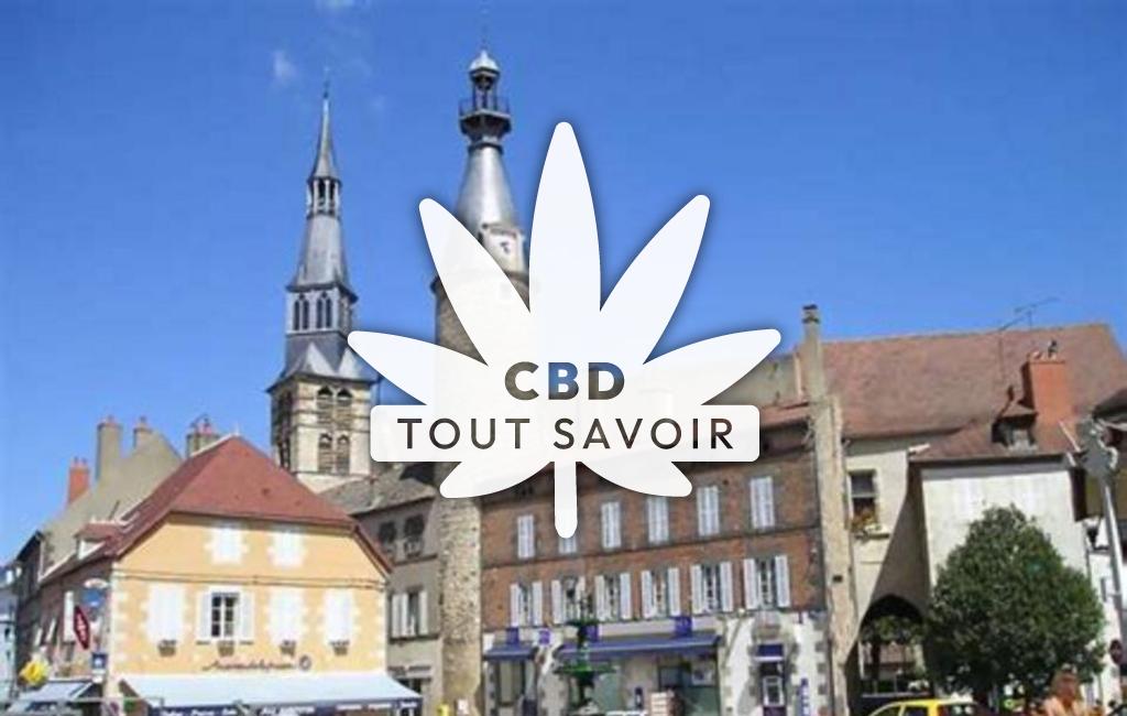 Village à Saint-Pourcain-sur-Sioule avec feuille Cannabis CBD