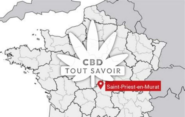 Village à Saint-Priest-en-Murat avec feuille Cannabis CBD