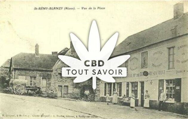 Village à Saint-Remy-Blanzy avec feuille Cannabis CBD