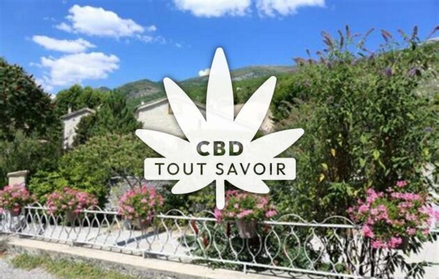 Village à Saint-Vincent-sur-Jabron avec feuille Cannabis CBD