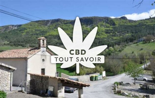 Village à Sainte-Colombe avec feuille Cannabis CBD