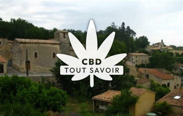 Village à Sainte-Croix-A-Lauze avec feuille Cannabis CBD