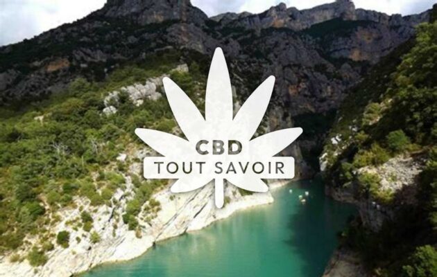 Village à Sainte-Croix-du-Verdon avec feuille Cannabis CBD