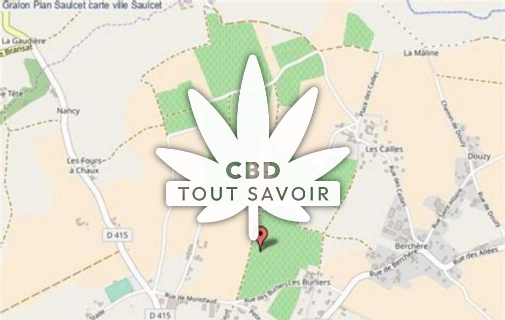 Village à Saulcet avec feuille Cannabis CBD