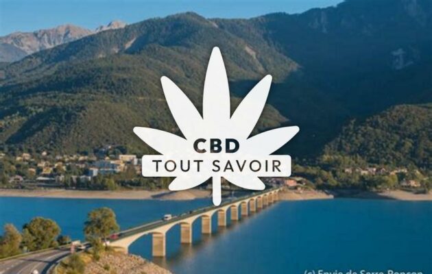 Village à Savines-le-Lac avec feuille Cannabis CBD