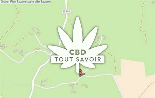 Village à Sazeret avec feuille Cannabis CBD