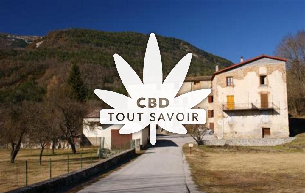 Village à Senez avec feuille Cannabis CBD