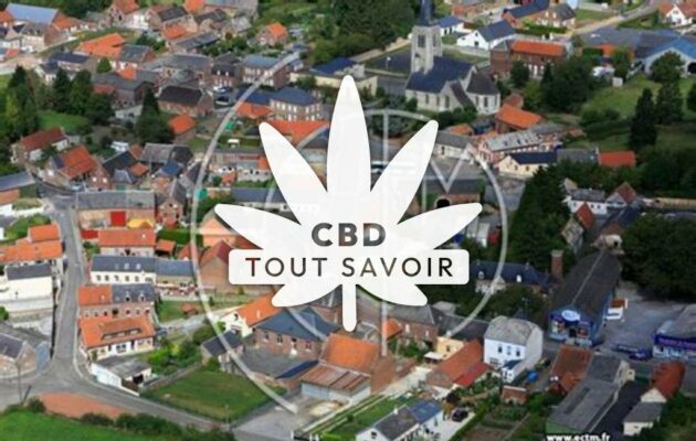 Village à Serain avec feuille Cannabis CBD