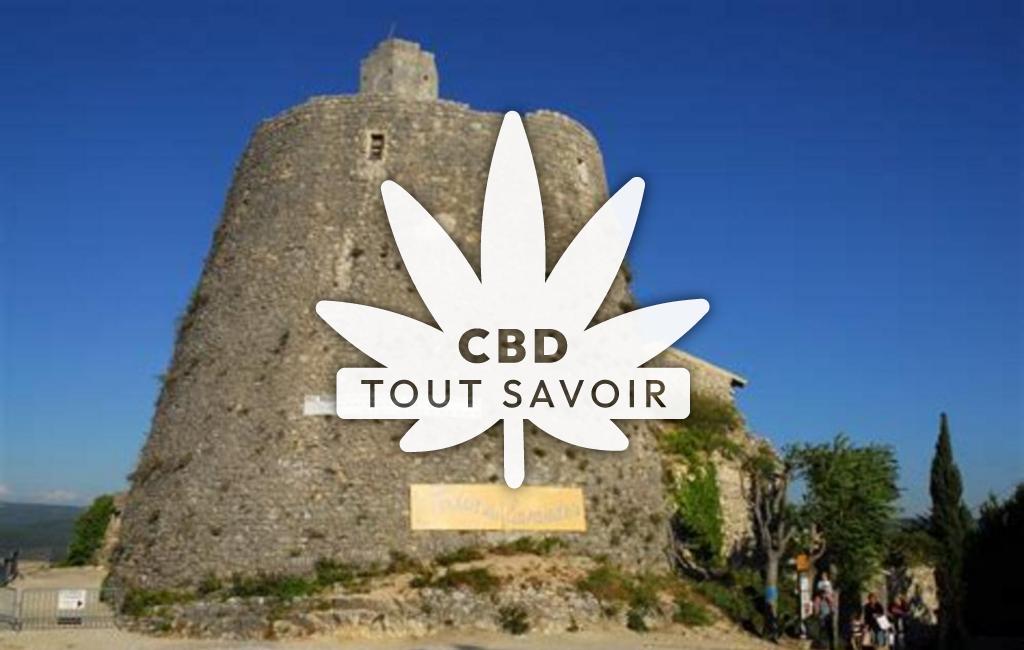 Village à Simiane-la-Rotonde avec feuille Cannabis CBD