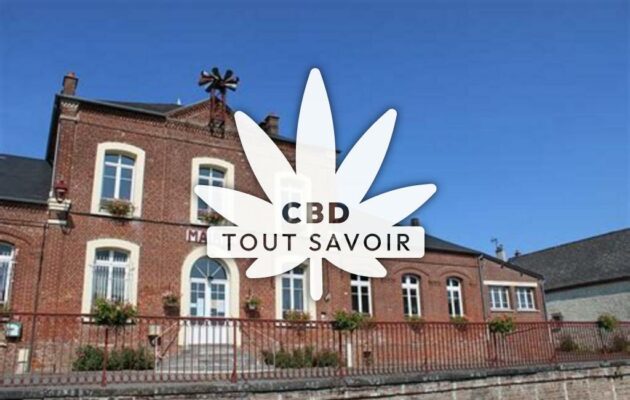 Village à Tavaux-Et-Pontsericourt avec feuille Cannabis CBD