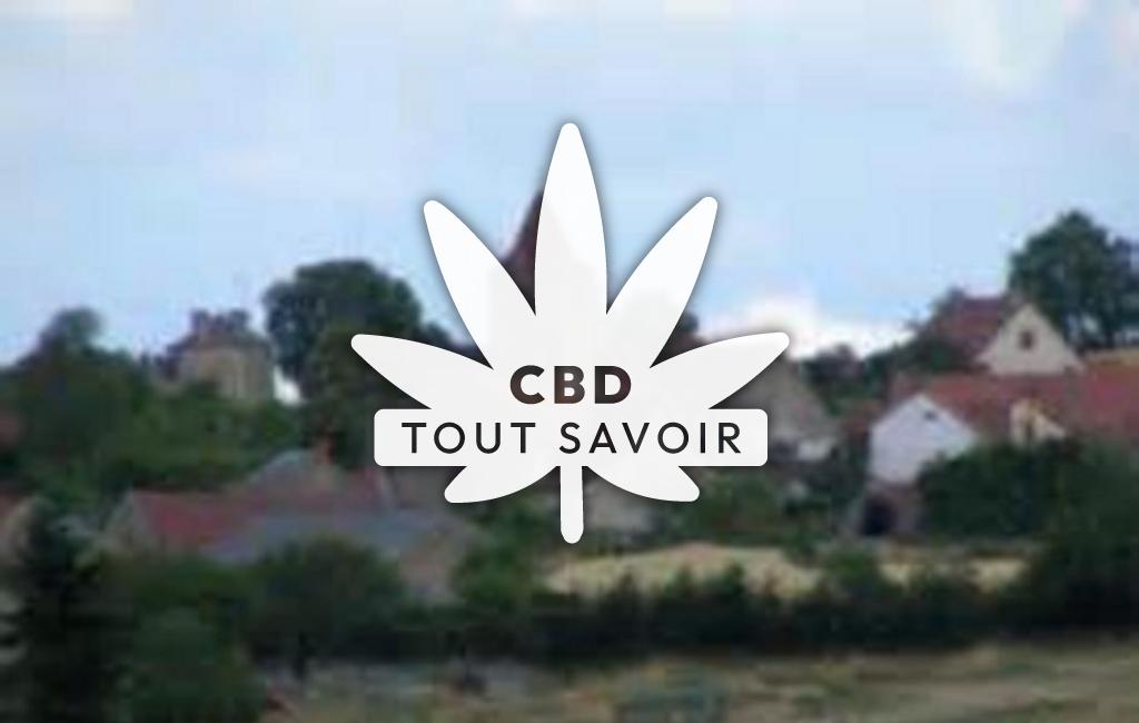 Village à Teillet-Argenty avec feuille Cannabis CBD