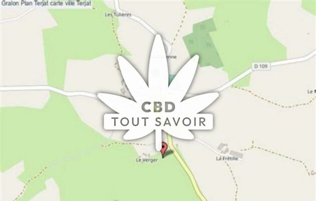 Village à Terjat avec feuille Cannabis CBD