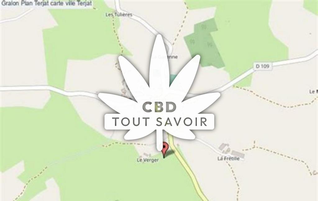 Village à Terjat avec feuille Cannabis CBD