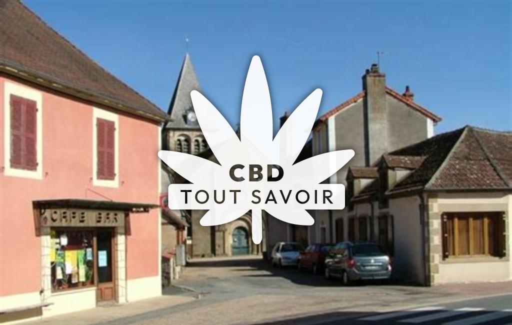 Village à Theneuille avec feuille Cannabis CBD