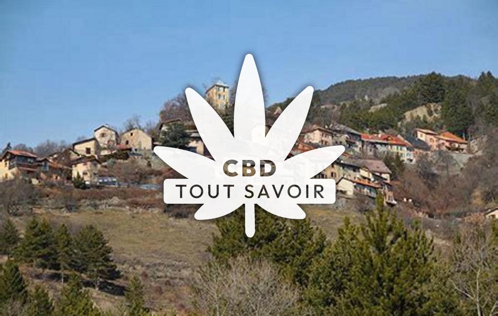 Village à Theus avec feuille Cannabis CBD