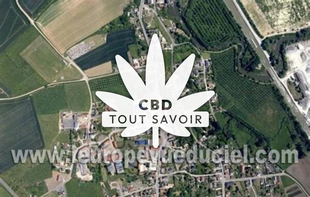 Village à Travecy avec feuille Cannabis CBD