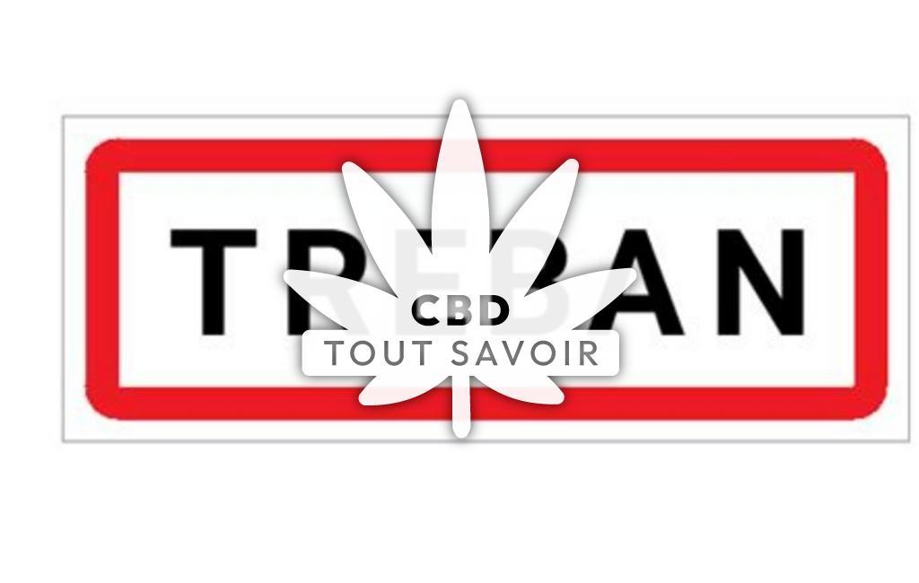 Village à Treban avec feuille Cannabis CBD