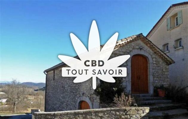 Village à Trescleoux avec feuille Cannabis CBD