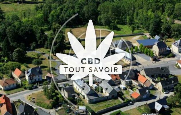 Village à Urcel avec feuille Cannabis CBD