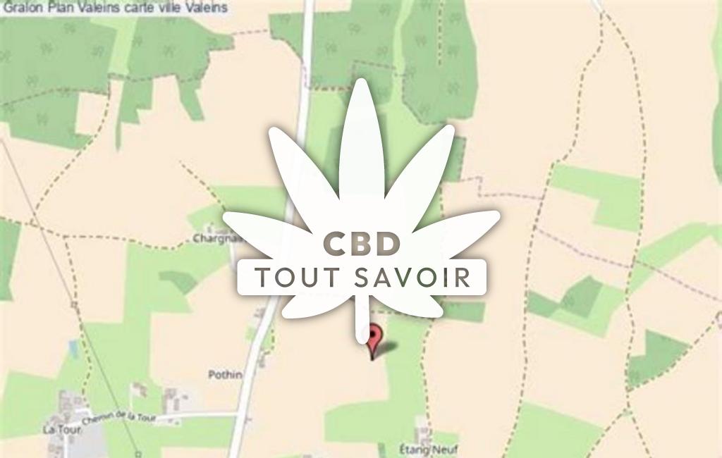 Village à Valeins avec feuille Cannabis CBD