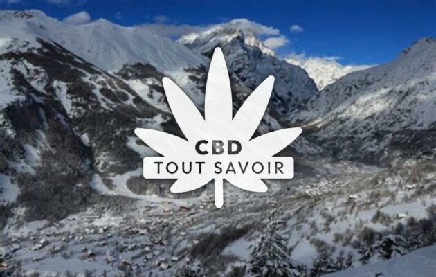 Village à Vallouise-Pelvoux avec feuille Cannabis CBD