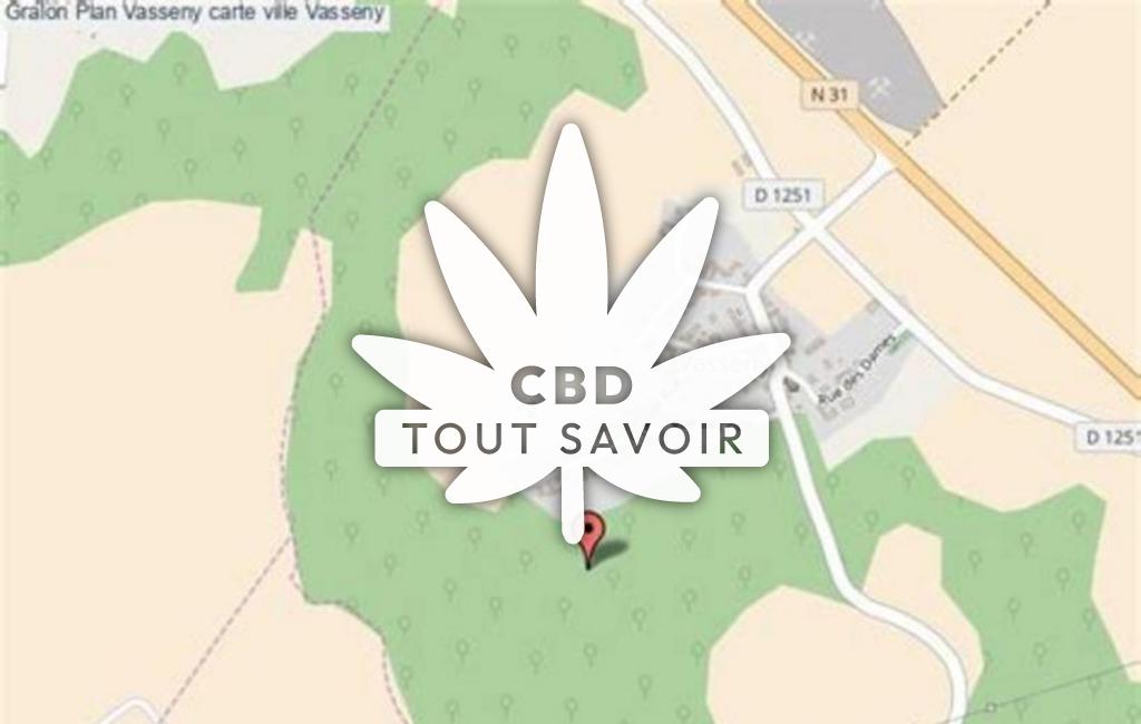 Village à Vasseny avec feuille Cannabis CBD