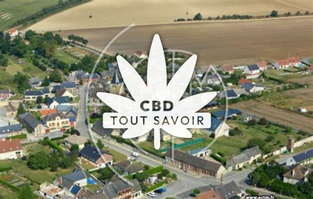 Village à Verneuil-sur-Serre avec feuille Cannabis CBD