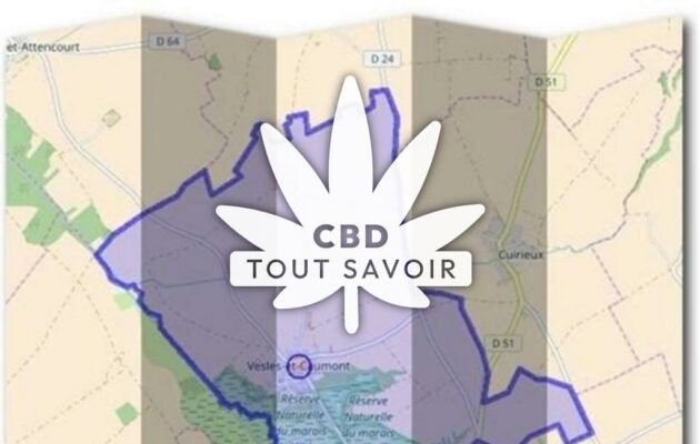 Village à Vesles-Et-Caumont avec feuille Cannabis CBD