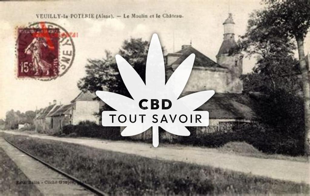 Village à Veuilly-la-Poterie avec feuille Cannabis CBD